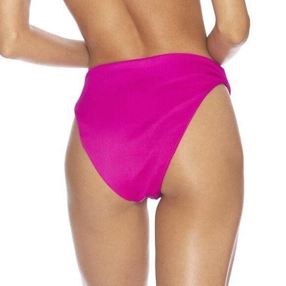 NEW Beach Riot High Waisted Swim Bikini Bottom Fuchsia Rose Pink Size XS - Picture 2 of 6
